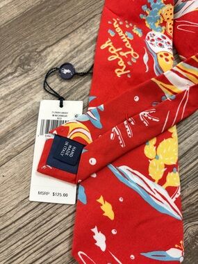 Ralph Lauren Red Nautical Floral  Tie